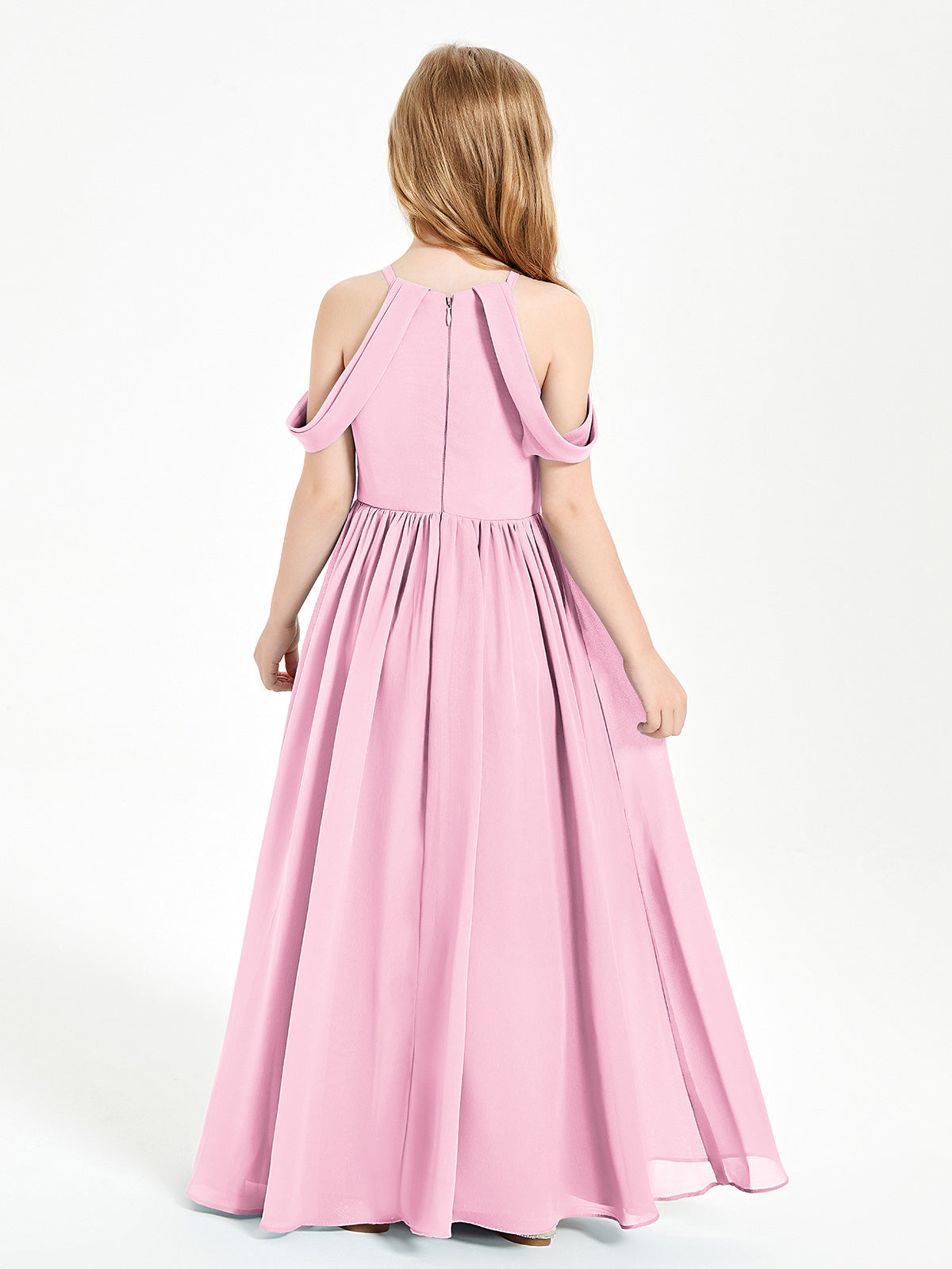 Dreamy Off the Shoulder Bridesmaid Gown for Junior Candy Pink